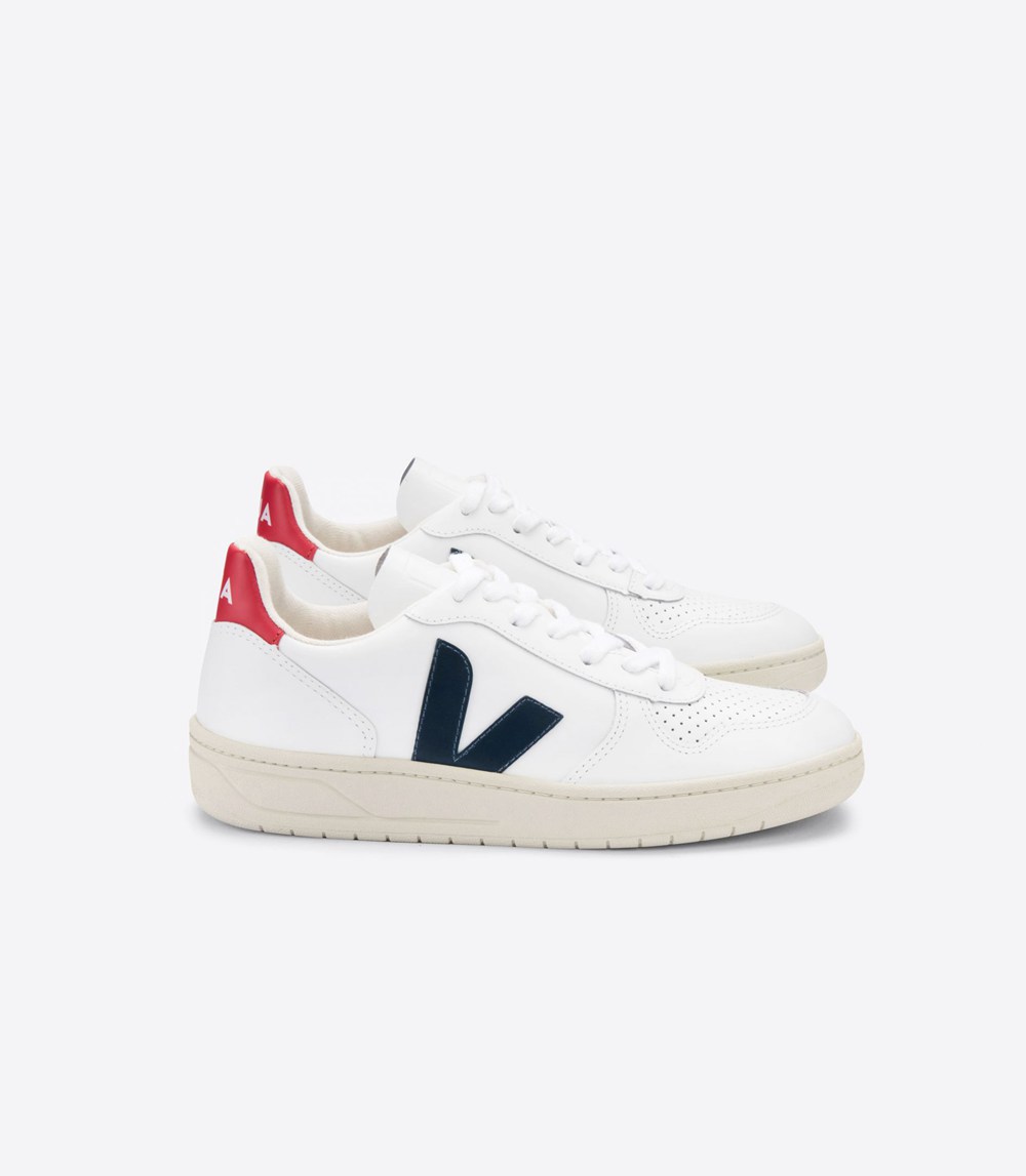 Tenis Veja Hombre - V-10 Cuero - Blancos - 714QXOSHP